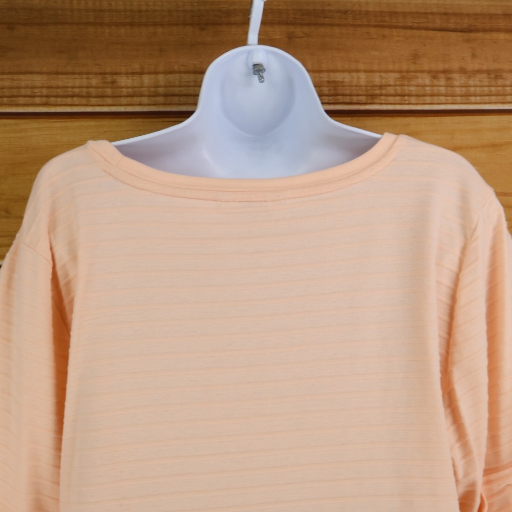 Liz Claiborne Short Sleeve Shirt Womens Sz XL Pink Stripes Stretch Cuffed Sleeve - Picture 4 of 9